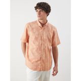 Lc Waikiki Yeni Sezon Slim Fit Kısa Kollu Desenli Poplin Erkek Gömlek - Turuncu