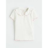 Lc Waikiki Yeni Sezon Slim Fit Kız Bebek Polo Yaka Fitilli Tişört - Ekru - 1 - 2 Yaş
