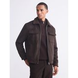Lc Waikiki Yeni Sezon Slim Fit Kürk Yaka Süet Erkek Mont - Kahverengi