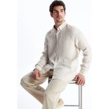 Lc Waikiki Yeni Sezon Slim Fit Uzun Kollu %100 Keten Erkek Gömlek - Bej