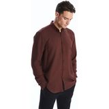 Lc Waikiki Yeni Sezon Slim Fit Uzun Kollu Armürlü Erkek Gömlek - 2XL - Bordo