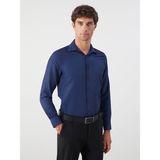 Lc Waikiki Yeni Sezon Slim Fit Uzun Kollu Armürlü Erkek Gömlek - 2XL - Lacivert