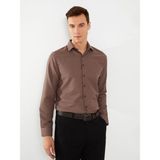 Lc Waikiki Yeni Sezon Slim Fit Uzun Kollu Armürlü Erkek Gömlek - Kahverengi