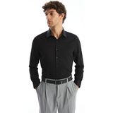 Lc Waikiki Yeni Sezon Slim Fit Uzun Kollu Armürlü Erkek Gömlek - Siyah