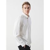 Lc Waikiki Yeni Sezon Slim Fit Uzun Kollu Çizgili Armürlü Erkek Gömlek - Ekru