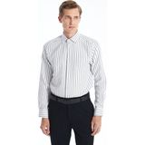 Lc Waikiki Yeni Sezon Slim Fit Uzun Kollu Çizgili Armürlü Erkek Gömlek - XL - Lacivert