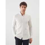 Lc Waikiki Yeni Sezon Slim Fit Uzun Kollu Çizgili Erkek Gömlek - 2XL - Ekru