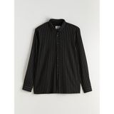 Lc Waikiki Yeni Sezon Slim Fit Uzun Kollu Çizgili Erkek Gömlek - 3XL - Siyah