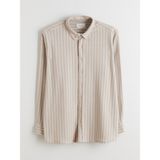 Lc Waikiki Yeni Sezon Slim Fit Uzun Kollu Çizgili Erkek Gömlek - 4XL - Bej