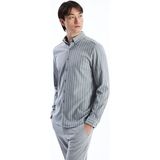 Lc Waikiki Yeni Sezon Slim Fit Uzun Kollu Cizgili Erkek Gomlek - S55732Z8 - Gri - 2XL
