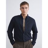 Lc Waikiki Yeni Sezon Slim Fit Uzun Kollu Çizgili Erkek Gömlek - XL - Lacivert