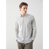 Lc Waikiki Yeni Sezon Slim Fit Uzun Kollu Cizgili Poplin Erkek Gomlek - S5BQ22Z8 - Yeşil - 3XL