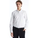 Lc Waikiki Yeni Sezon Slim Fit Uzun Kollu Desenli Armürlü Erkek Gömlek - Beyaz