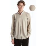 Lc Waikiki Yeni Sezon Slim Fit Uzun Kollu Erkek Dokulu Gömlek - Bej - 2XL