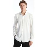 Lc Waikiki Yeni Sezon Slim Fit Uzun Kollu Erkek Dokulu Gömlek - Ekru