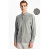 Lc Waikiki Yeni Sezon Slim Fit Uzun Kollu Erkek Dokulu Gömlek - Gri