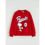 Lc Waikiki Yeni Sezon Snoopy Baskılı Kız Çocuk Kalın Sweatshirt - Kırmızı - 9 - 10 Yaş