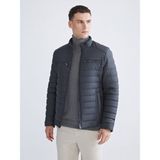 Lc Waikiki Yeni Sezon Standart Kalıp Dik Yaka Erkek Deri Görünümlü Mont - Antrasit - 3XL