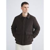 Lc Waikiki Yeni Sezon Standart Kalıp Gömlek Yaka Kaşe Erkek Mont - 2XL - Kahverengi