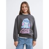 Lc Waikiki Yeni Sezon Stitch Baskılı Kız Çocuk Kalın Sweatshirt - Gri - 9 - 10 Yaş