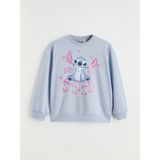 Lc Waikiki Yeni Sezon Stitch Baskılı Kız Çocuk Sweatshirt - Mavi - 12 - 13 Yaş