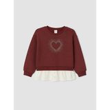 Lc Waikiki Yeni Sezon Taşlı Kız Çocuk Kalın Sweatshirt - Bordo - 1 - 2 Yaş