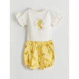 Lc Waikiki Yeni Sezon Tweety Baskılı Kız Bebek Çıtçıtlı Body ve Şort 2'li - Ekru - 0 - 1 Ay
