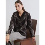 Lc Waikiki Yeni Sezon V Yaka Baklava Desenli Kadın Triko Kazak - Kahverengi - XL - 2XL