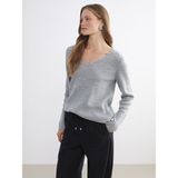 Lc Waikiki Yeni Sezon V Yaka Kadın Triko Kazak - Gri - 2XL