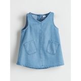 Lc Waikiki Yeni Sezon V Yaka Kız Bebek Jean Elbise - 3 - 6 Ay - Mavi