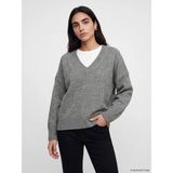 Lc Waikiki Yeni Sezon V Yaka Oversize Kadın Triko Kazak - Gri Melanj