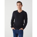 Lc Waikiki Yeni Sezon V Yaka Uzun Kollu Erkek Triko Kazak - Lacivert - 3XL