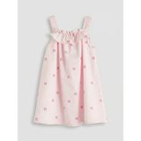Lc Waikiki Yeni Sezon Volanlı Kız Çocuk Poplin Elbise - Pembe - 1 - 2 Yaş