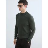 Lc Waikiki Yeni Sezon Yarım Balıkçı Yaka Çizgili Erkek Triko Kazak - Haki - 2XL