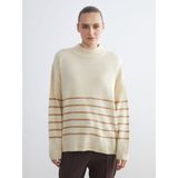 Lc Waikiki Yeni Sezon Yarım Balıkçı Yaka Çizgili Oversize Kadın Triko Kazak - Kahverengi - M - L