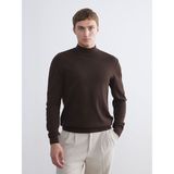 Lc Waikiki Yeni Sezon Yarım Balıkçı Yaka Erkek Triko Kazak - Kahverengi - 3XL