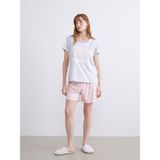 Lc Waikiki Yeni Sezon Yıldız Desenli Kadın Şortlu Pijama Takımı - Pembe