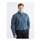 LC Waikiki Yeşil Büyük Beden Regular Fit Uzun Kollu Gabardin Erkek Gömlek