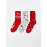 LC Waikiki Yılbaşı Temalı Kız Çocuk Soket Çorap 3'lü (W5) - 35 - Bright Red