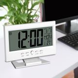 LCD Dijital Çalar Saat, Alarmlı ve Erteleme Fonksiyonlu, Küçük Dijital Saat Pilli, Masa Saati Çalar Saatler Takvim ve Sıcaklık Göstergeli Ev Emlak Yatak Odaları Oturma Odası (Gümüş)