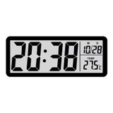 LCD Dijital Duvar Saati 20x8 cm – USB & Pilli, Saat Tarih Sıcaklık Gösterimli, Modern Tasarım, Masaüstü & Duvar Kullanımı