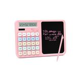 LCD Ekran Yazı Tahtalı Hesap Makinesi 12 Haneli Tabletli Hesap Makinesi Pastel Pembe