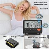 LCD Katlanır 10X8CM Dijital Masa Saati Çalar Saat Takvim Sıcaklık LED Pilli Seyahat Ofis Ev - Çok Renkli