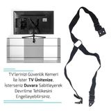 Lcd Led TV Askısı Dolap Gardırop Büfe Kitaplık Sabitleme Bebek Çoçuk Kedi Köpek Koruma Deprem Güvenlik Kemeri (1 Takım 2 Kemer)