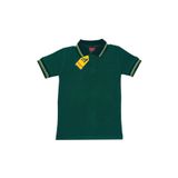 LCETTY Polo Yaka Pamuklu Kısa Kol Yeşil Beyaz Çizgili Yaka Yeşil Çocuk Okul Tişört - T shirt