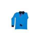 LCETTY Polo Yaka Pamuklu Uzun Kol Lacivert Çizgili Yaka Mavi Çocuk Okul Tişört - T shirt