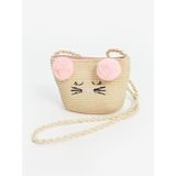 LCW ACCESSORIES BEJ Kedi Figürlü Kız Çocuk Hasır Omuz Çantası