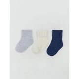 Lcw Baby Basic Erkek Bebek Soket Çorap 3'lü (W5) - 22 - Kırık Beyaz Melanj