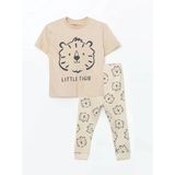 Lcw Baby Bej Bisiklet Yaka Erkek Bebek Pijama Takımı