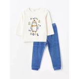 Lcw Baby Bej Bisiklet Yaka Kadife Erkek Bebek Pijama Takımı